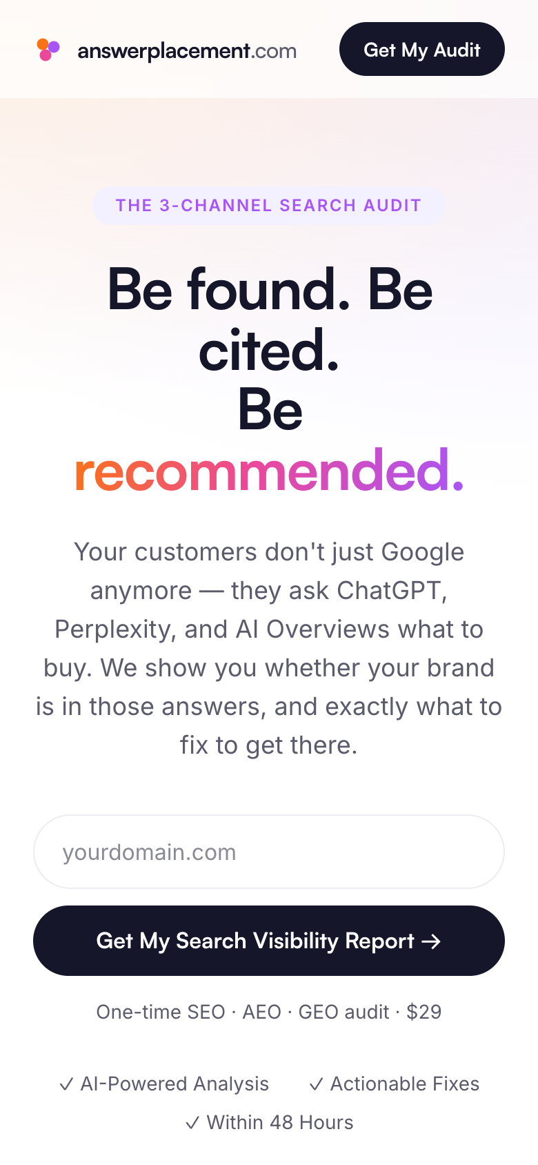 AnswerPlacement on mobile