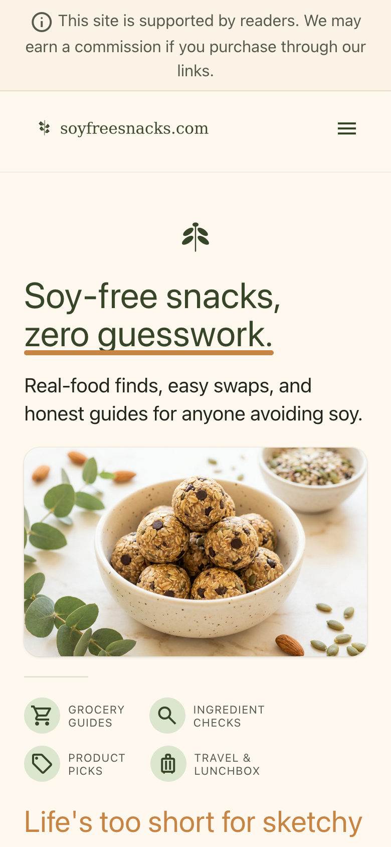 SoyFreeSnacks on mobile