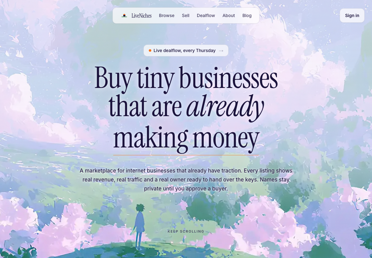 LiveNiches homepage