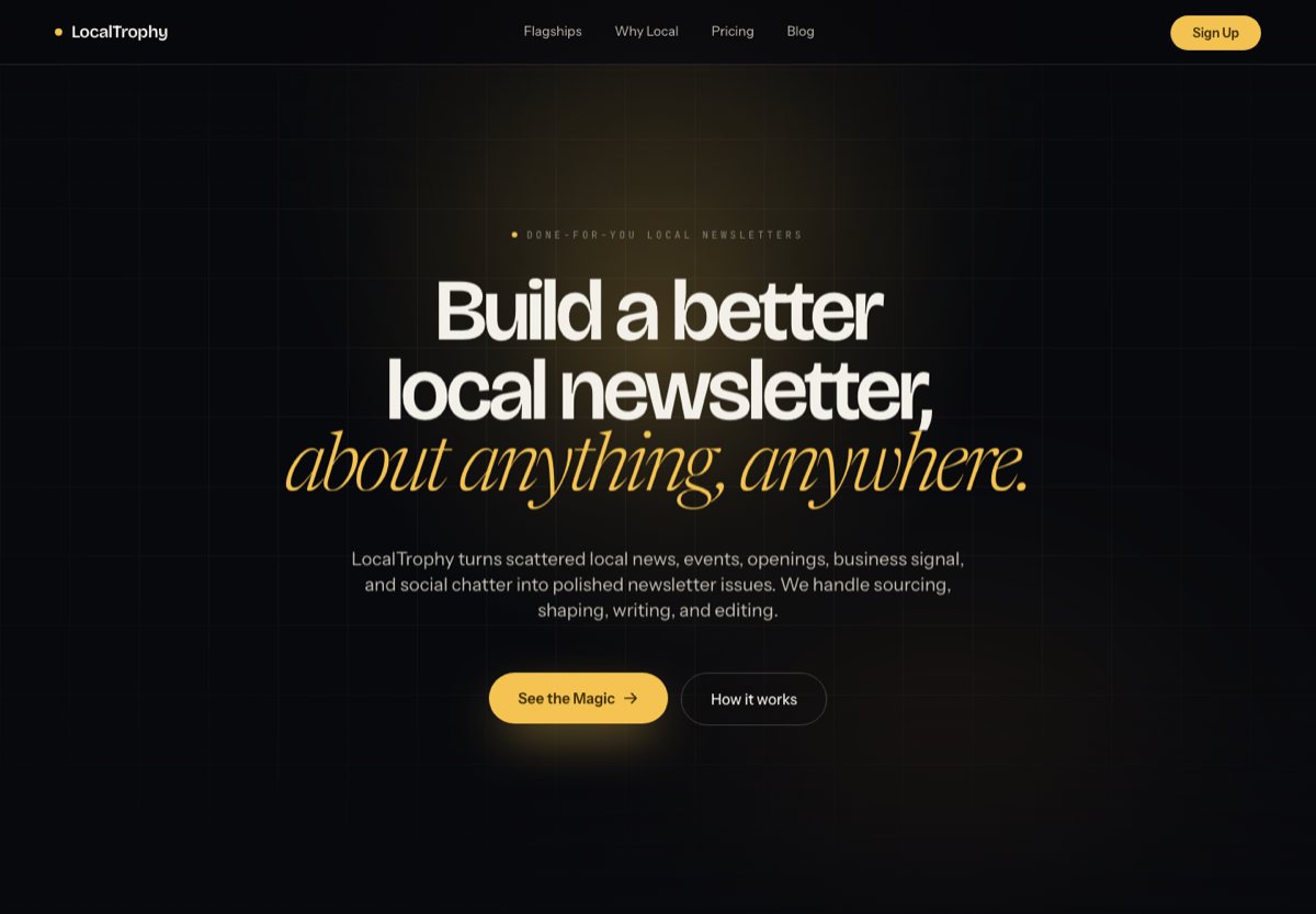 LocalTrophy homepage