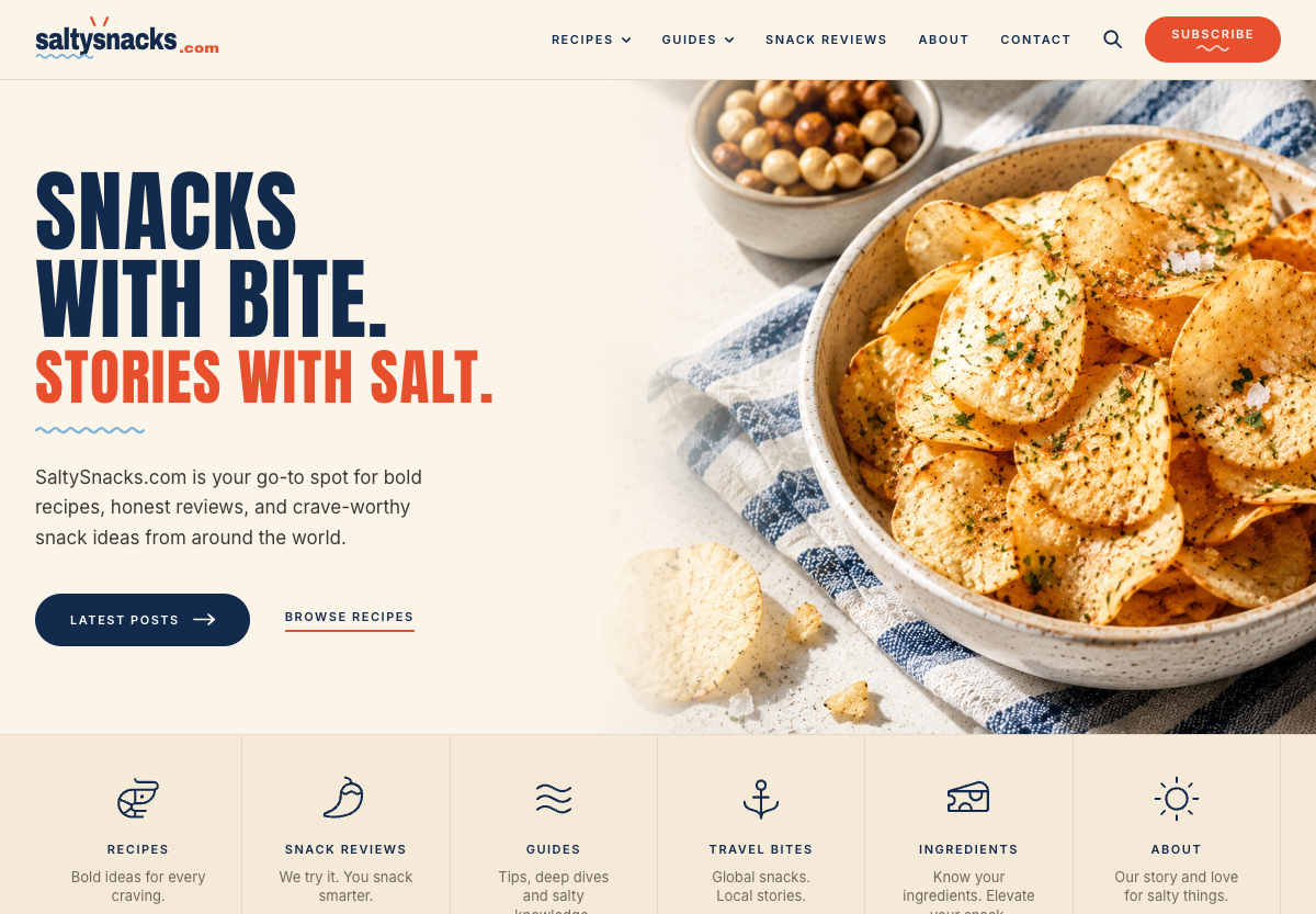 SaltySnacks homepage